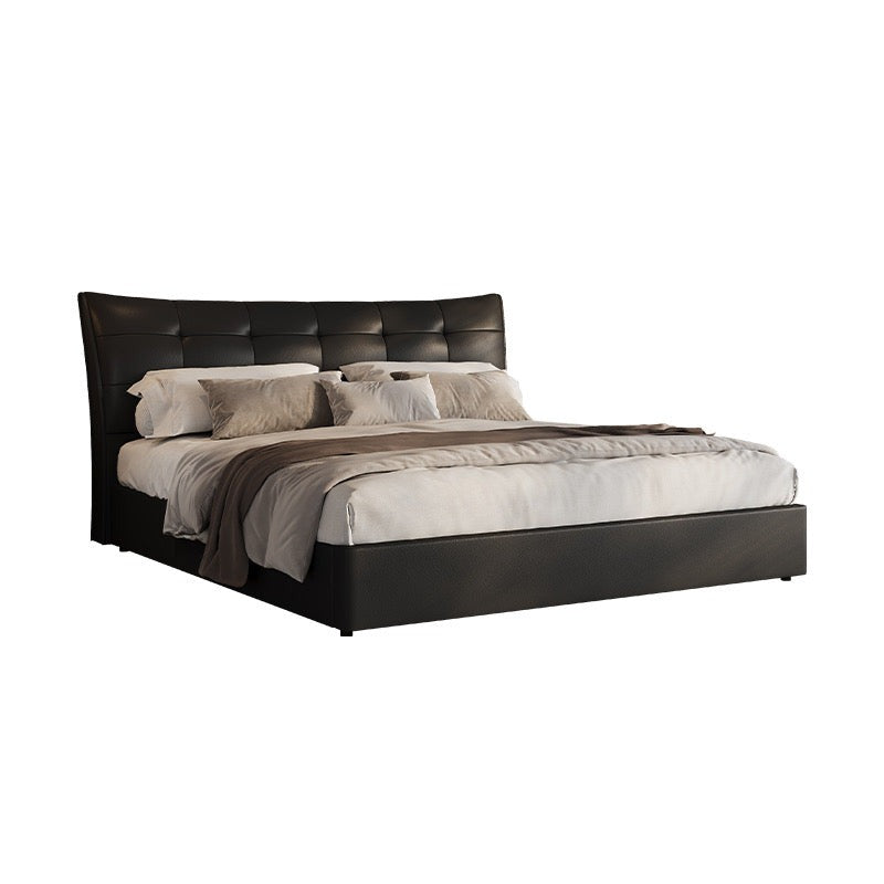 C9138 black buckle bed [contact surface leather] [silent bed board]