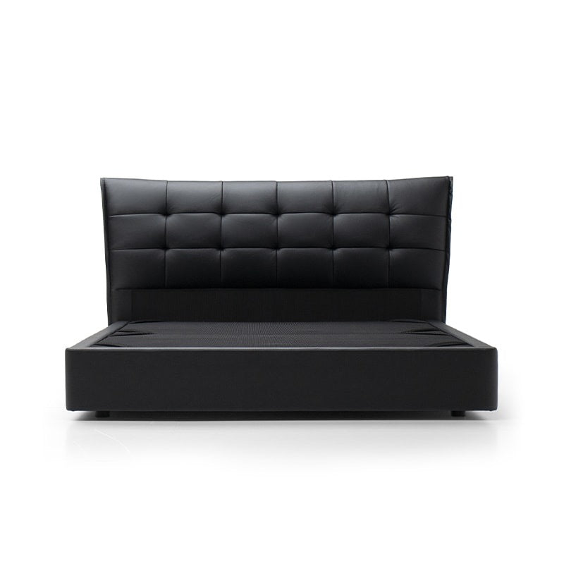 C9138 black buckle bed [contact surface leather] [silent bed board]