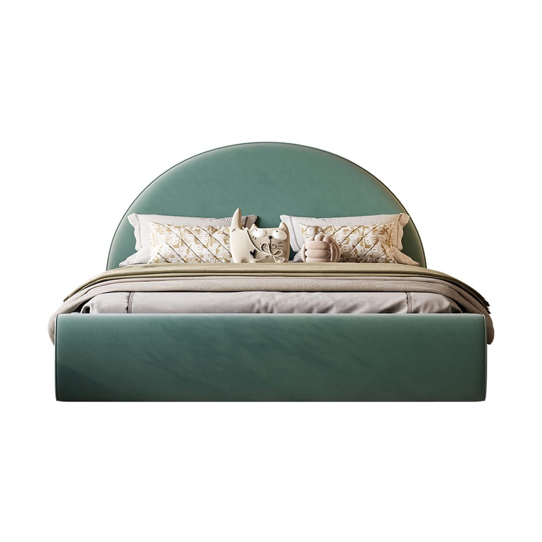 C9090 Half-moon fabric children's bed [fabric bed] [steel and wood row frame]