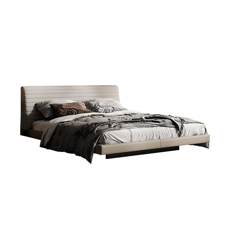 C9090 half-moon leather bed [full leather] [steel and wood rib frame]