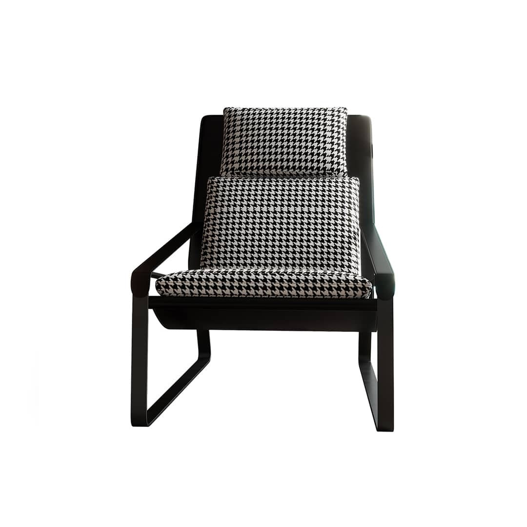 DY2004 Houndstooth Recliner [Fabric + Saddle Leather]